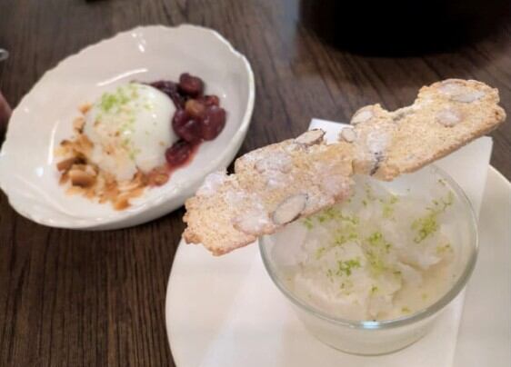 This exceptional dessert of the lemon posset and lemongrass granita is worth a return visit to Amare.