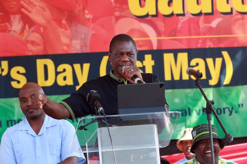 ANC deputy president Paul Mashatile addresses Cosatu May Day rally at Elkah Stadium in Rockville, Soweto. File photo.